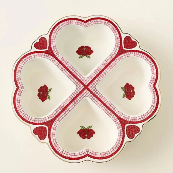 Anthro Bistro Tile Muffin Pan 24K Gold Hand-Painted Stoneware New In Box